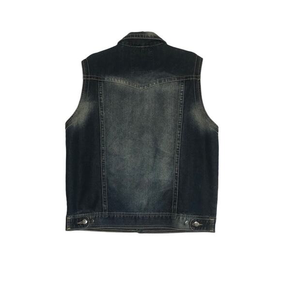 BARE FOX VTG Denim Vest XL Blue Retro Gorpcore Goth Cowboy Western Outdoor Y2K - Picture 2 of 8